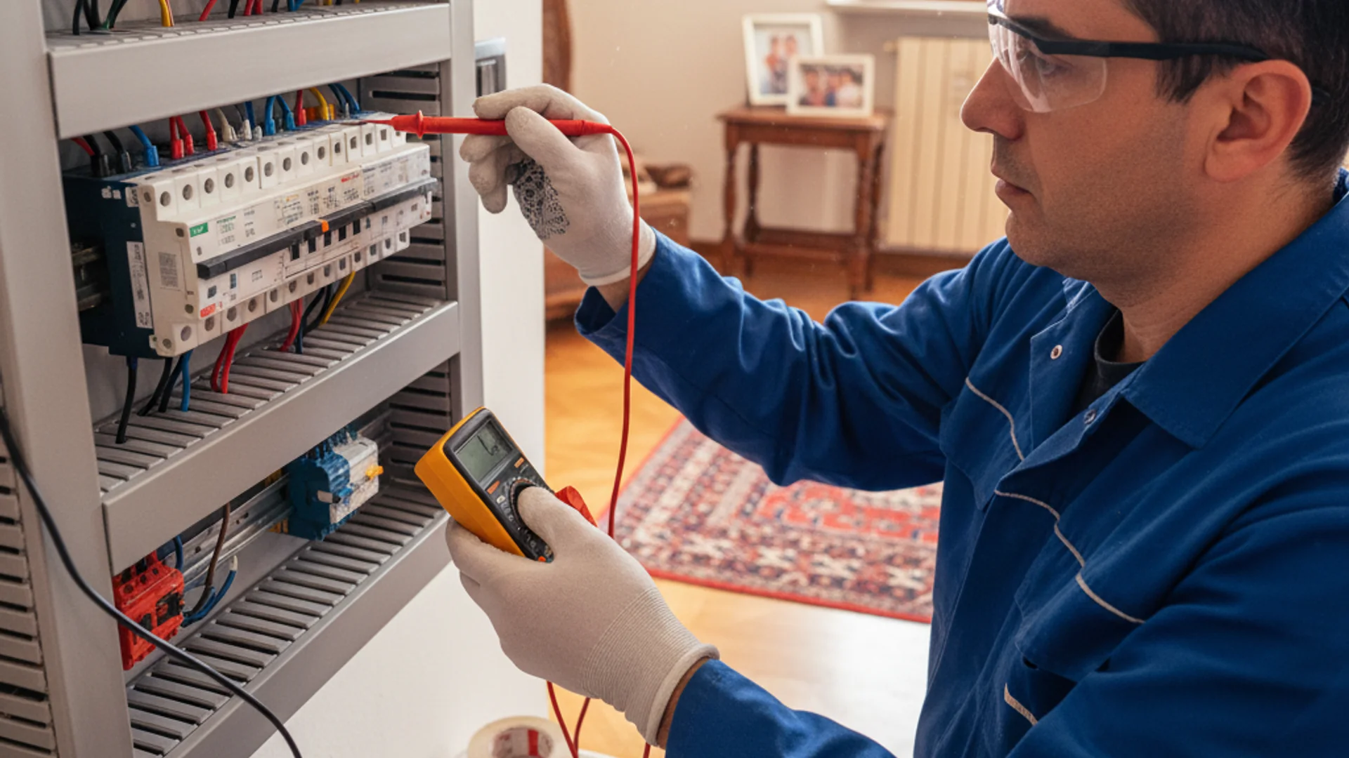 Elettricista professionista al lavoro a Bergamo